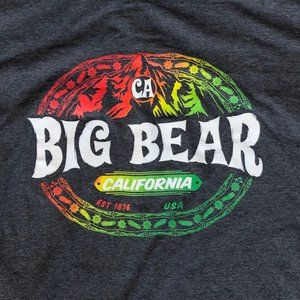 BIG BEAR CALIFORNIA Men’s Heather Gray Short Sleeve Crew Neck Tee Shirt sz L